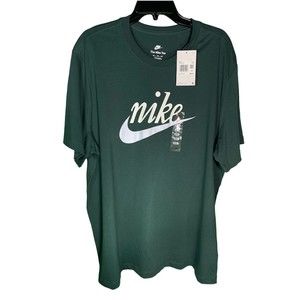 Nike Shirt Mens XXL Emerald Gray Green White Spell Out Cotton New Tee